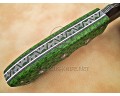 Custom Handmade Damascus Steel Outdoor Tracker Knife - Green G10 - TK1003