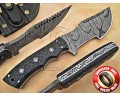 Custom Handmade Damascus Steel Outdoor Tracker Knife - Black G10 - TK1004