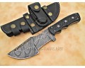 Custom Handmade Damascus Steel Outdoor Tracker Knife - Black G10 - TK1004