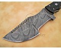 Custom Handmade Damascus Steel Outdoor Tracker Knife - Black G10 - TK1004