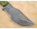 Custom Handmade Damascus Steel Outdoor Tracker Knife - Sea Green G10 - TK1007