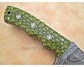 Custom Handmade Damascus Steel Outdoor Tracker Knife - Sea Green G10 - TK1007