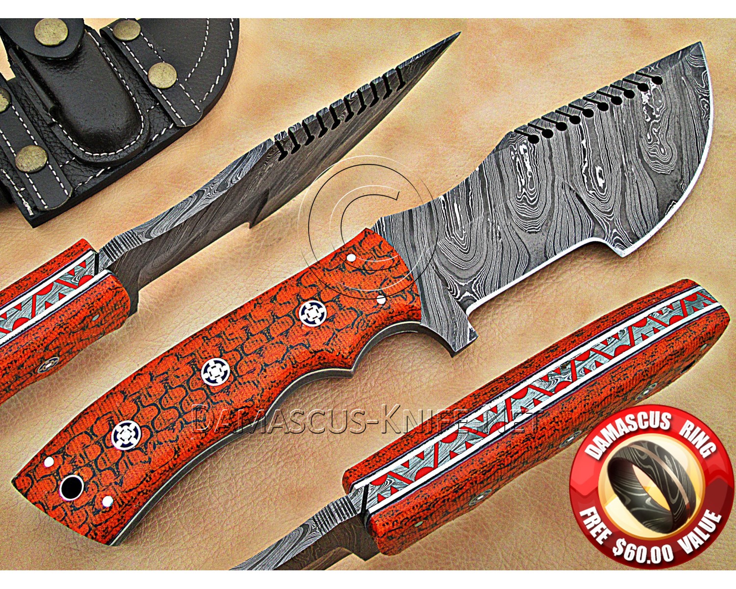 Artisan Damascus Multi-Zone Field-Utility Implement - Orange G10 - TK1008