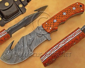 Lot of 7 Custom Handmade Damascus Steel Tracker Knives - Multi-Color G10 - TK1011