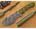 Wholesale Set of 7 Artisan Damascus Multi-Zone Field-Utility Implements with Curved Spine Feature - Multi-Color G10 - TK1011