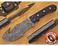 Custom Handmade Damascus Steel Outdoor Tracker Knife - Blue G10 - TK1012