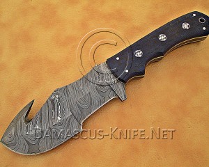 Custom Handmade Damascus Steel Outdoor Tracker Knife - Blue G10 - TK1012