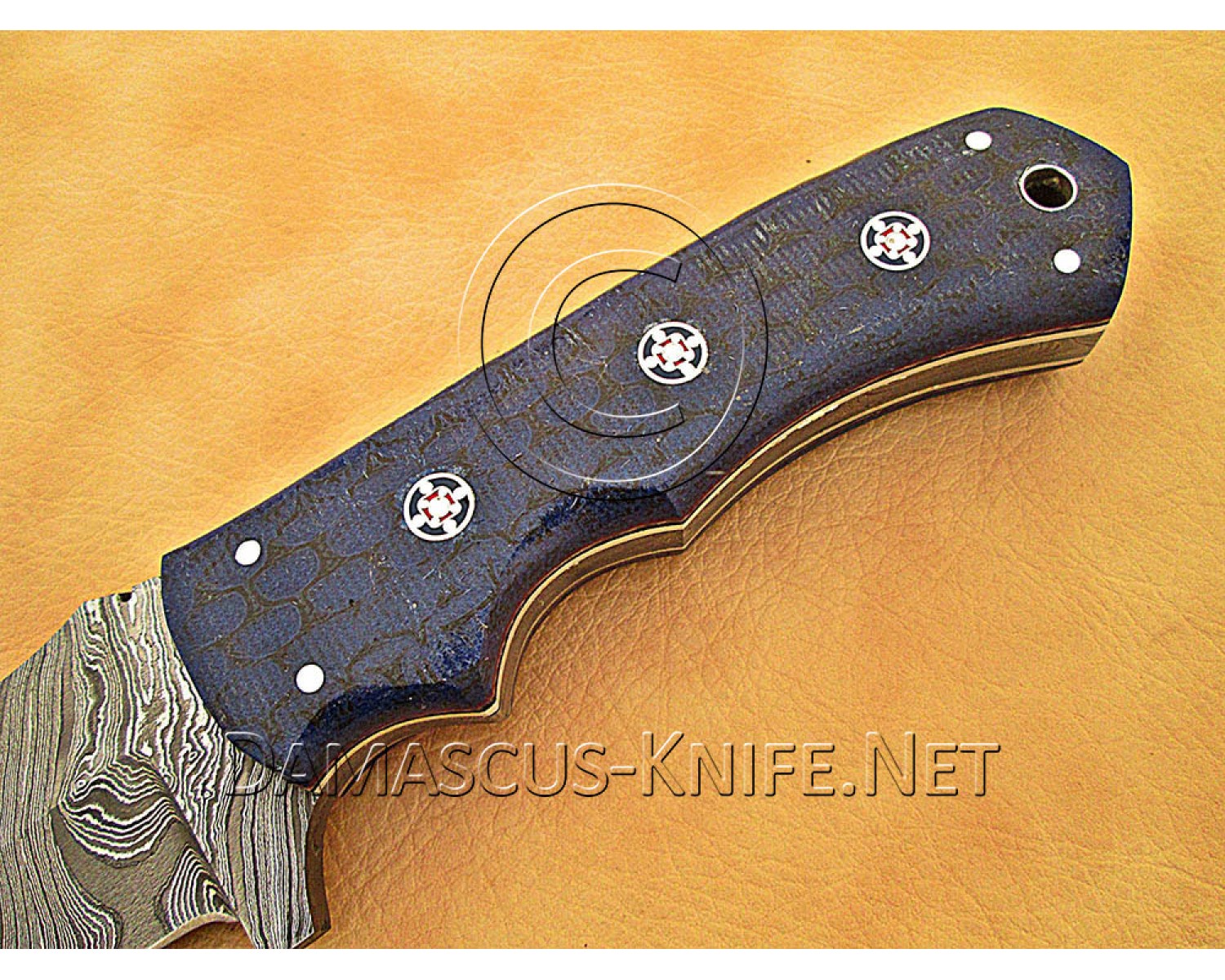 Artisan Damascus Multi-Zone Field-Utility Implement with Utility-Hook - Blue G10 - TK1012