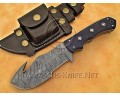 Custom Handmade Damascus Steel Outdoor Tracker Knife - Blue G10 - TK1012