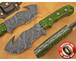 Artisan Damascus Multi-Zone Field-Utility Implement with Curved Spine Feature - Green G10 - TK1013