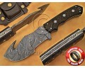 Custom Handmade Damascus Steel Outdoor Tracker Knife - Black G10 - TK1014