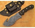 Custom Handmade Damascus Steel Outdoor Tracker Knife - Black G10 - TK1014