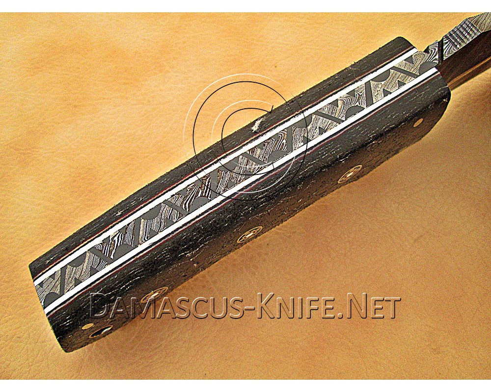 Custom Handmade Damascus Steel Outdoor Tracker Knife - Black G10 - TK1014