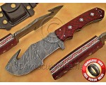 Artisan Damascus Multi-Zone Field-Utility Implement with Curved Spine Feature - Red G10 - TK1015