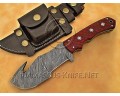 Custom Handmade Damascus Steel Outdoor Tracker Knife - Red G10 - TK1015