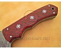 Custom Handmade Damascus Steel Outdoor Tracker Knife - Red G10 - TK1015