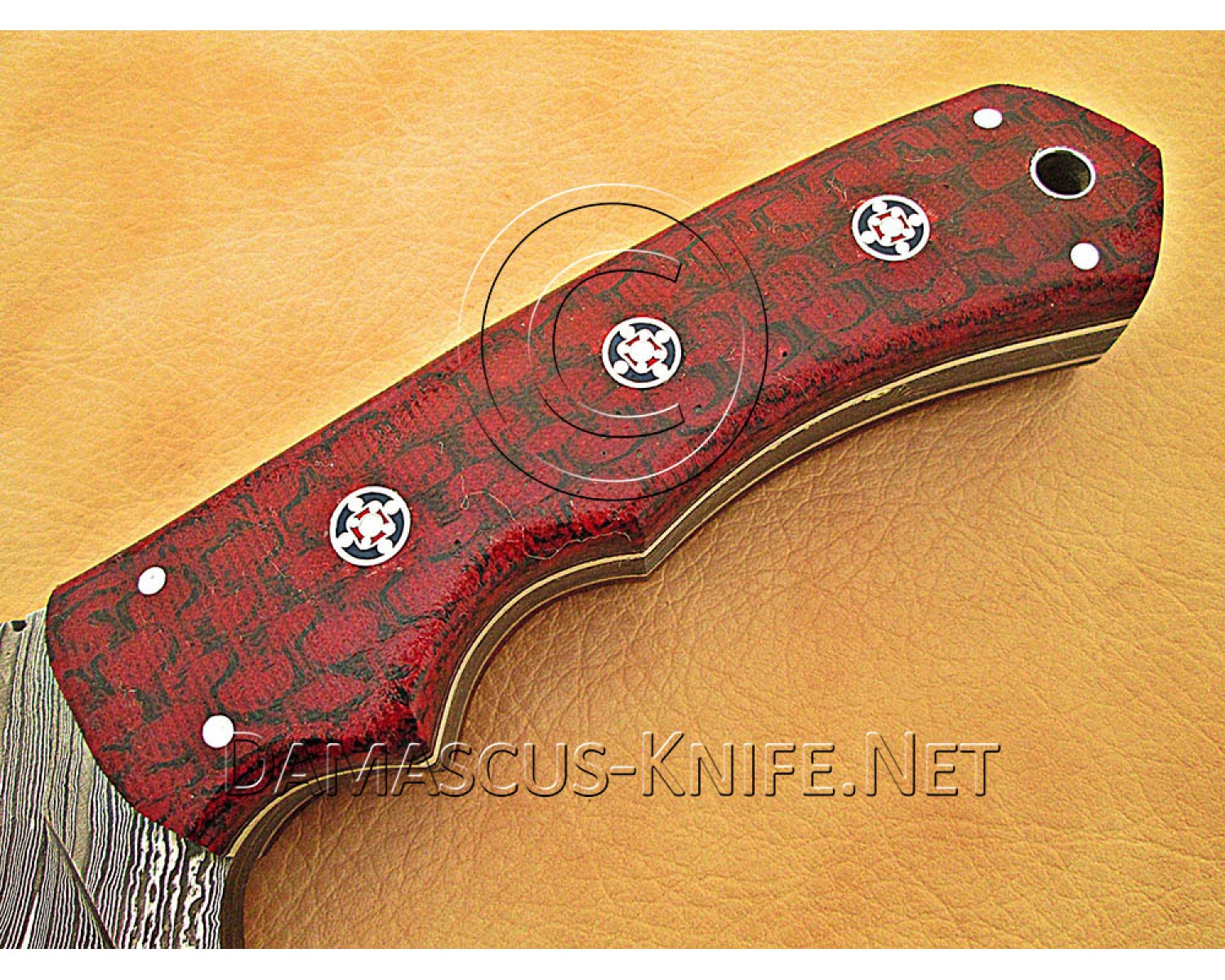 Artisan Damascus Multi-Zone Field-Utility Implement with Curved Spine Feature - Red G10 - TK1015