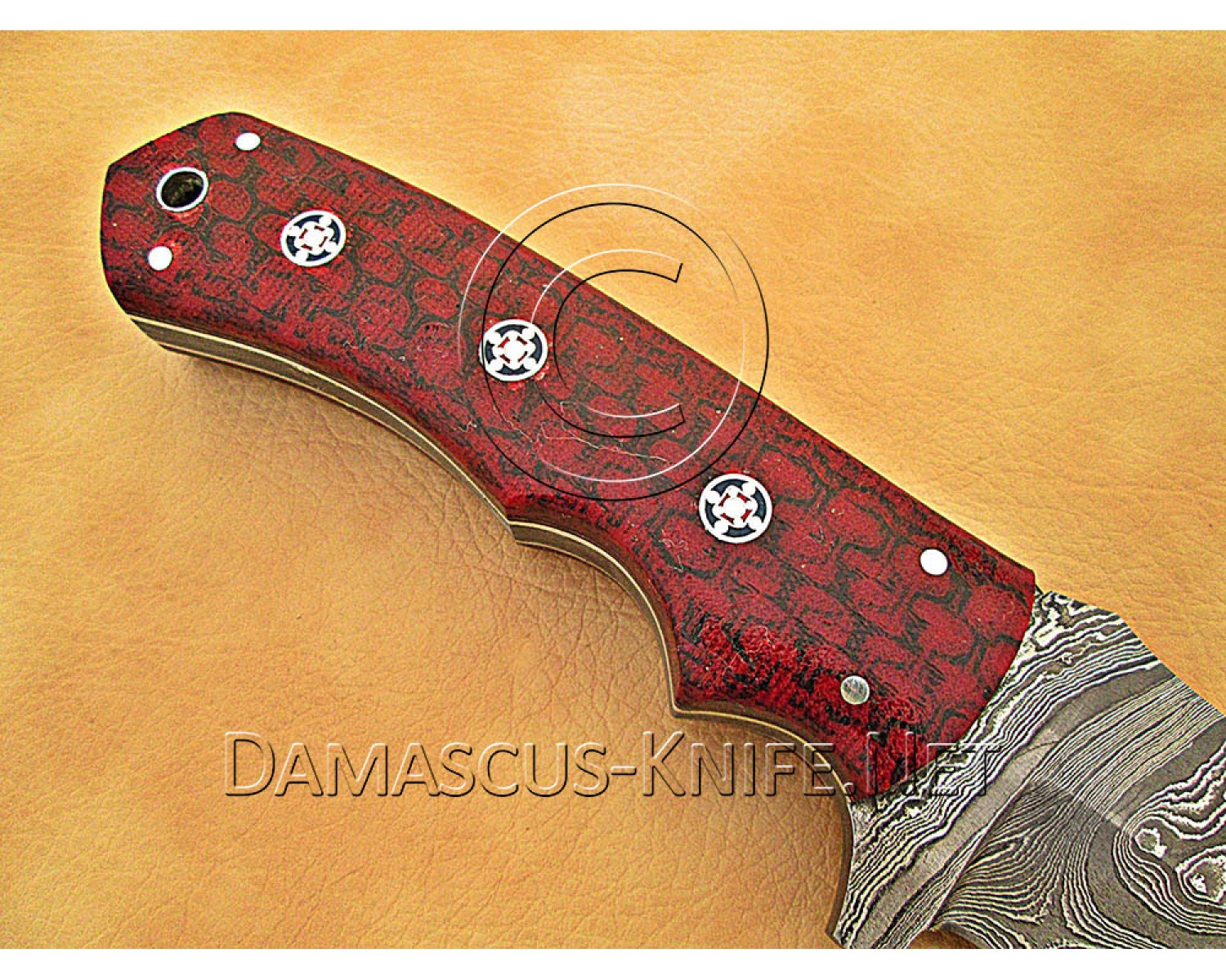 Artisan Damascus Multi-Zone Field-Utility Implement with Curved Spine Feature - Red G10 - TK1015