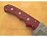 Artisan Damascus Multi-Zone Field-Utility Implement with Curved Spine Feature - Red G10 - TK1015