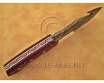 Artisan Damascus Multi-Zone Field-Utility Implement with Curved Spine Feature - Red G10 - TK1015