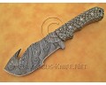 Custom Handmade Damascus Steel Outdoor Tracker Knife - Grey G10 - TK1016