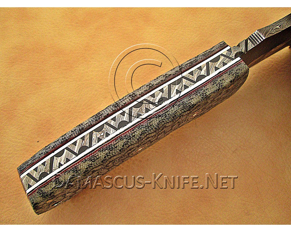 Custom Handmade Damascus Steel Outdoor Tracker Knife - Grey G10 - TK1016