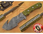 Artisan Damascus Multi-Zone Field-Utility Implement with Utility Hook - Sea Green G10 - TK1017