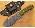 Custom Handmade Damascus Steel Outdoor Tracker Knife - Sea Green G10 - TK1017