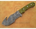 Custom Handmade Damascus Steel Outdoor Tracker Knife - Sea Green G10 - TK1017