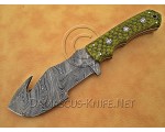 Artisan Damascus Multi-Zone Field-Utility Implement with Utility Hook - Sea Green G10 - TK1017