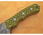 Artisan Damascus Multi-Zone Field-Utility Implement with Utility Hook - Sea Green G10 - TK1017
