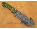 Custom Handmade Damascus Steel Outdoor Tracker Knife - Sea Green G10 - TK1017