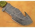 Custom Handmade Damascus Steel Outdoor Tracker Knife - Sea Green G10 - TK1017