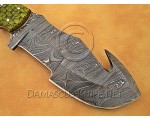 Artisan Damascus Multi-Zone Field-Utility Implement with Utility Hook - Sea Green G10 - TK1017
