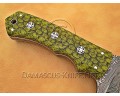 Custom Handmade Damascus Steel Outdoor Tracker Knife - Sea Green G10 - TK1017