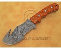 Custom Handmade Damascus Steel Outdoor Tracker Knife - Orange G10 - TK1018