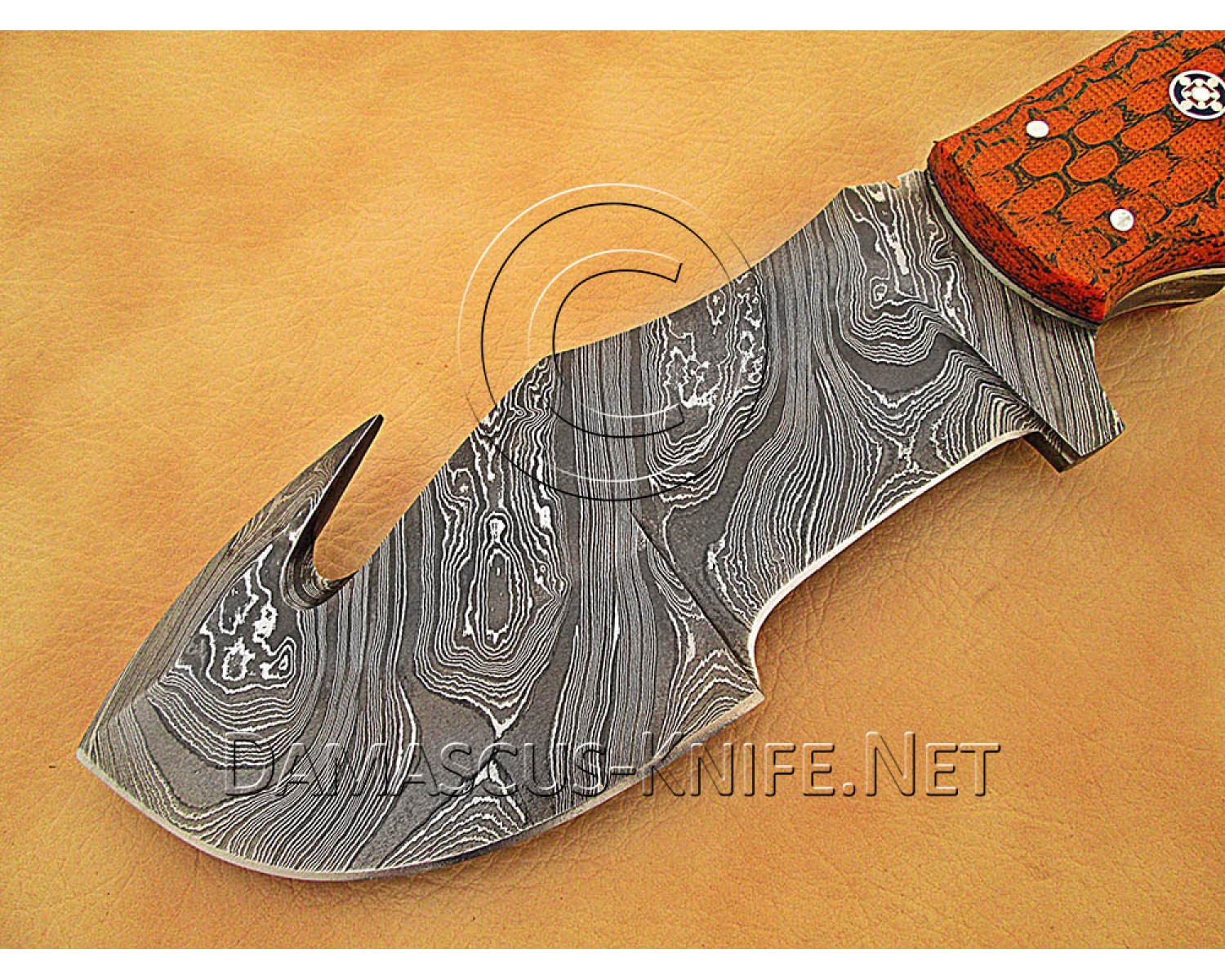 Artisan Damascus Multi-Zone Field-Utility Implement with Utility Hook - Orange G10 - TK1018