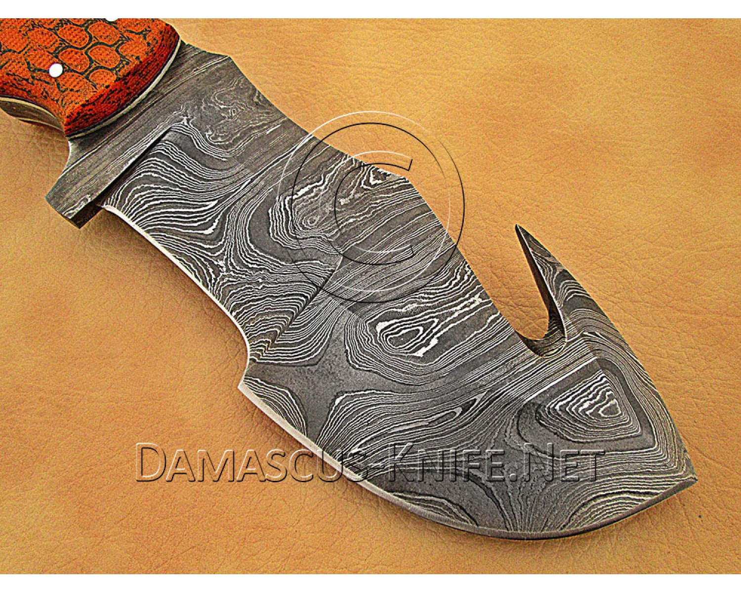 Artisan Damascus Multi-Zone Field-Utility Implement with Utility Hook - Orange G10 - TK1018