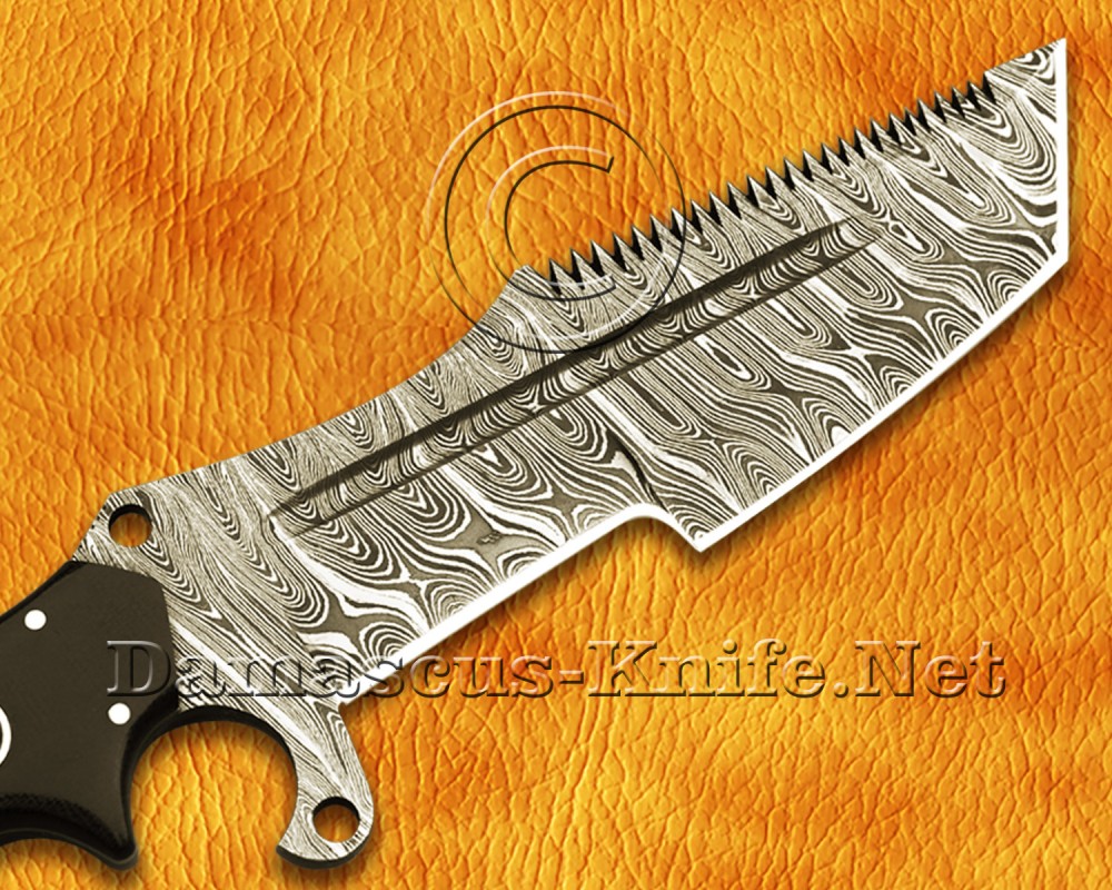 Custom Handmade Damascus Steel Outdoor Tanto Tracker Knife - G10 Handle - TK917