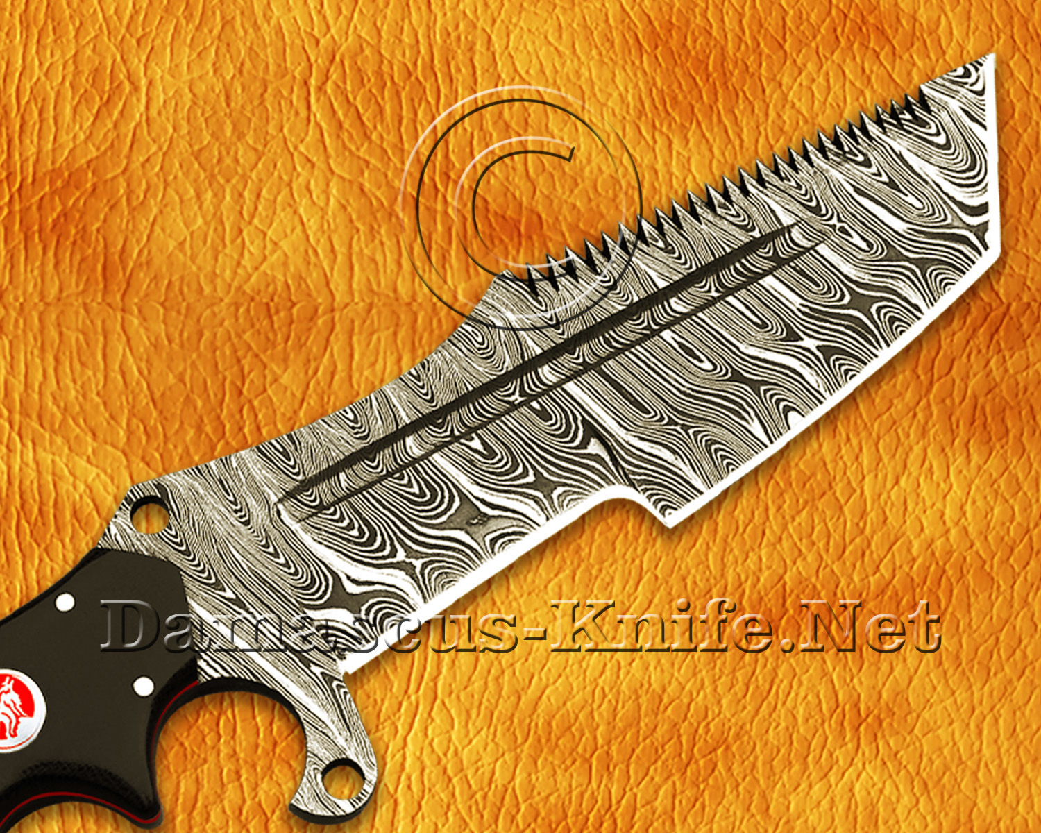 Handmade Damascus Steel Curved Field-Utility Implement - Black G10 - TK917A