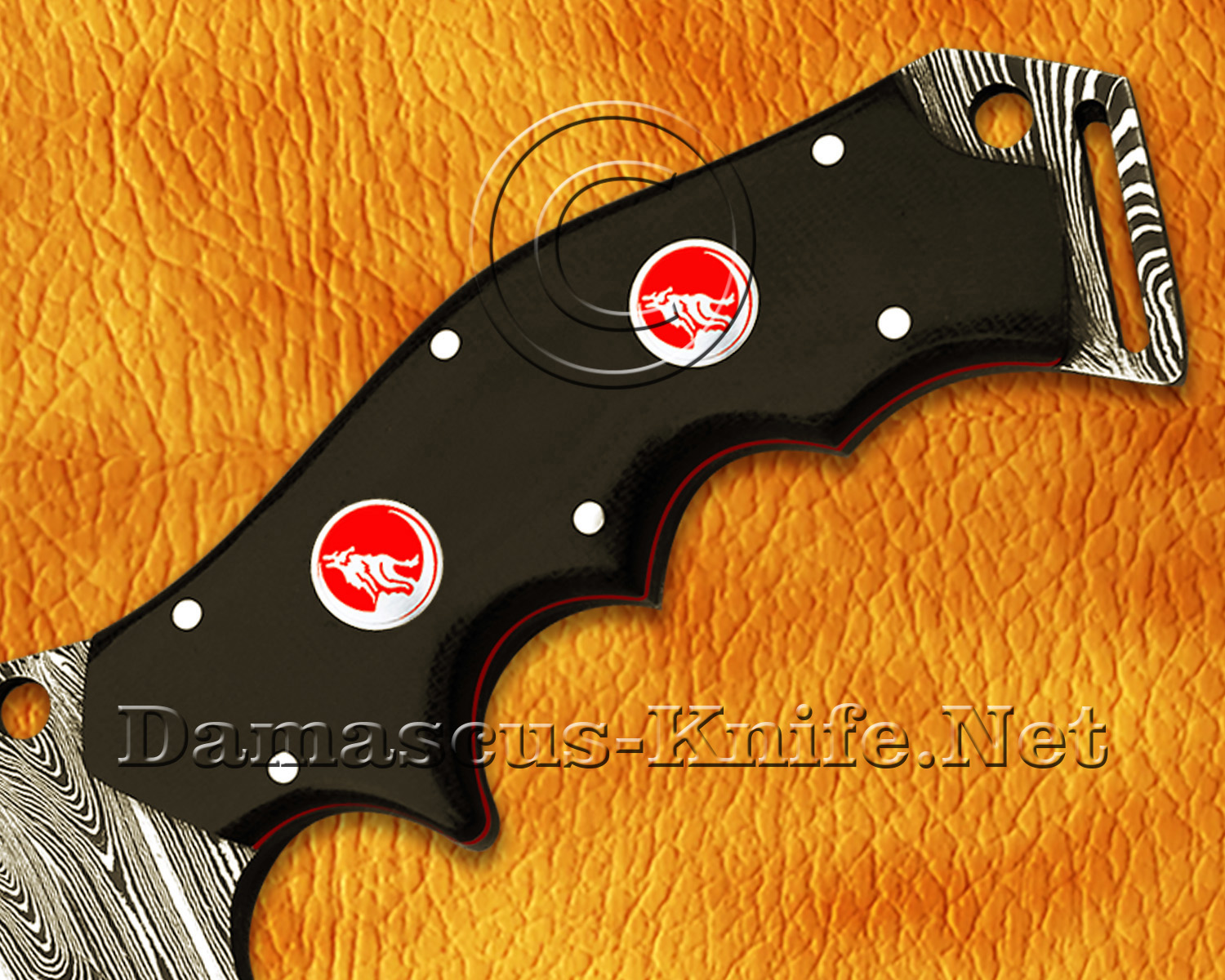 Handmade Damascus Steel Curved Field-Utility Implement - Black G10 - TK917A