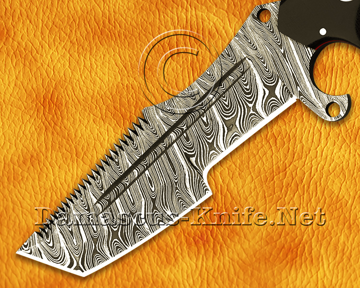 Handmade Damascus Steel Curved Field-Utility Implement - Black G10 - TK917A