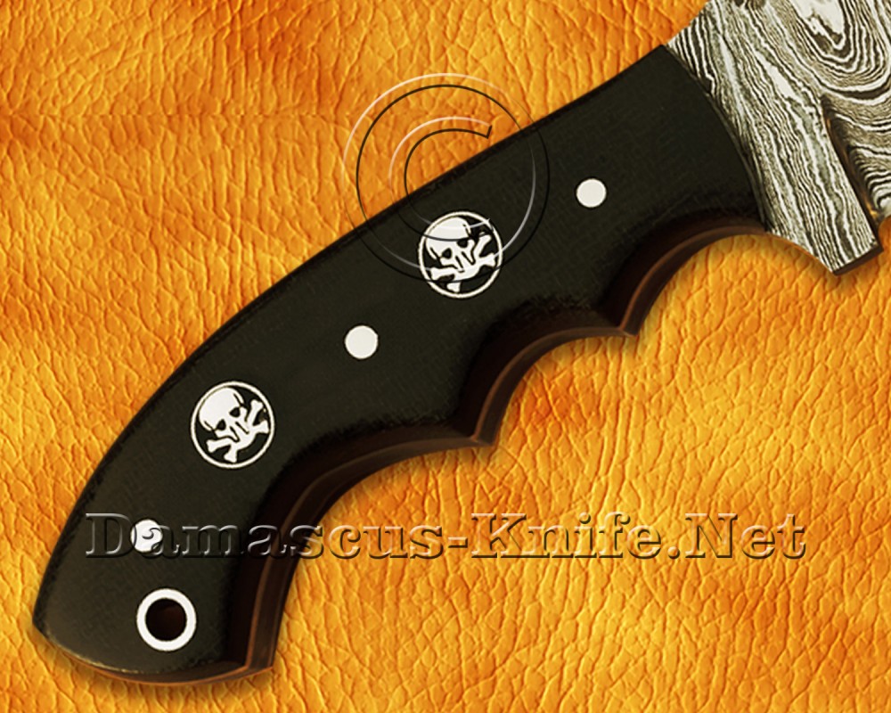 Lot of 2 Custom Handmade Damascus Steel Tracker Knives - Black G10 - TK919