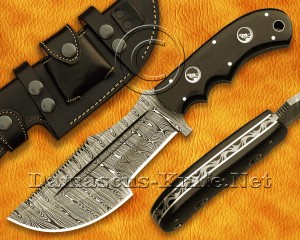 Handmade Damascus Steel Curved Field-Utility Implement - Black G10 - TK920