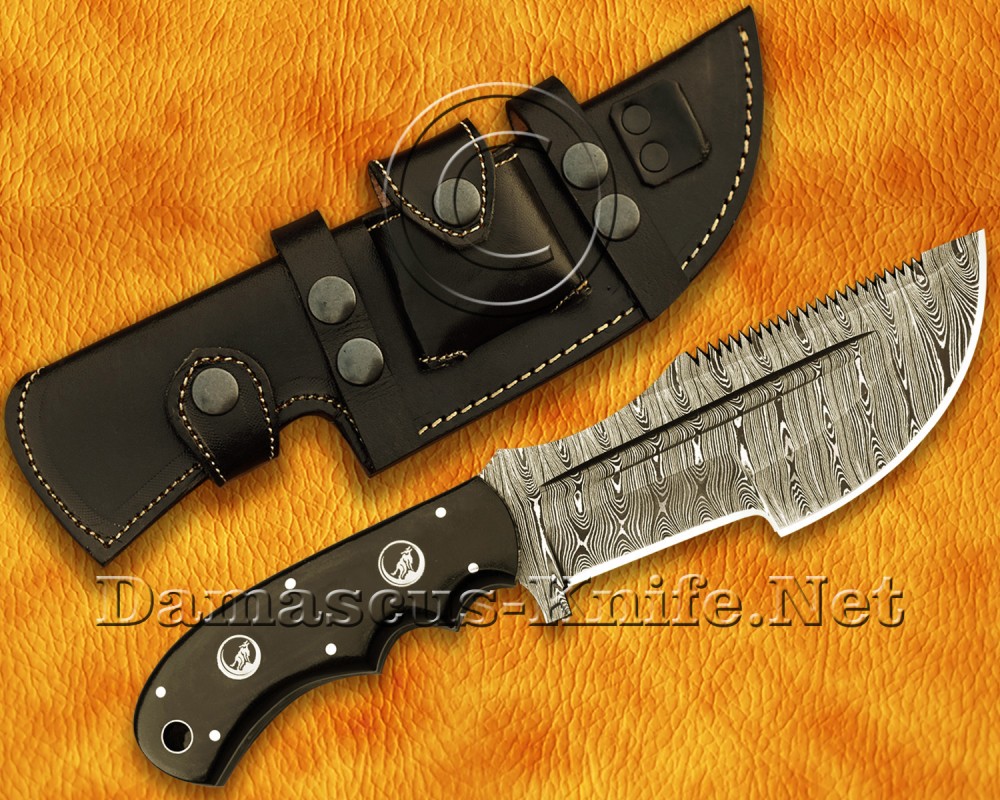 Custom Handmade Damascus Steel Outdoor Tracker Knife - Black G10 Handle - TK920