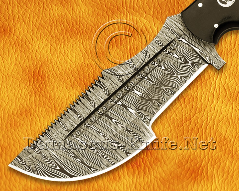 Custom Handmade Damascus Steel Outdoor Tracker Knife - Black G10 Handle - TK920