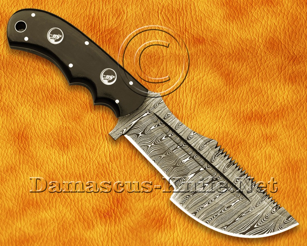 Custom Handmade Damascus Steel Outdoor Tracker Knife - Black G10 Handle - TK920
