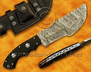 Custom Handmade Damascus Steel Outdoor Tracker Knife - Black G10 Handle - TK921