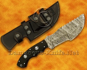 Custom Handmade Damascus Steel Outdoor Tracker Knife - Black G10 Handle - TK921