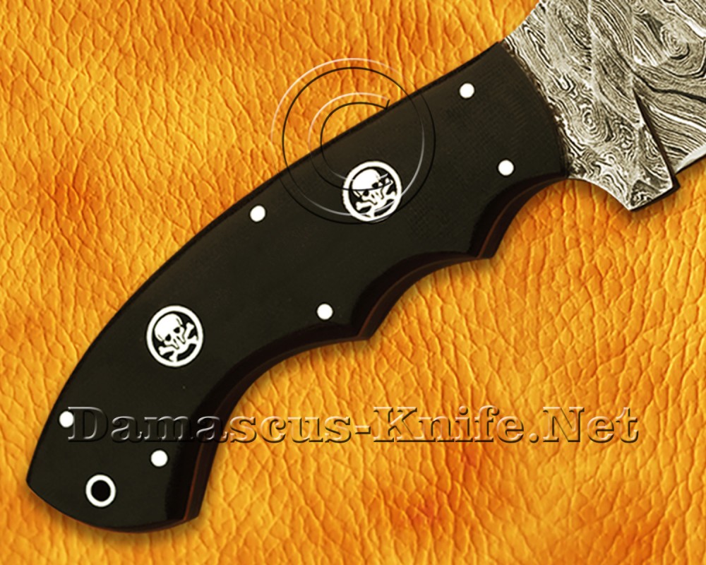 Custom Handmade Damascus Steel Outdoor Tracker Knife - Black G10 Handle - TK921
